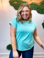 Sunkissed Crinkle Folded Sleeve Tee in Mint