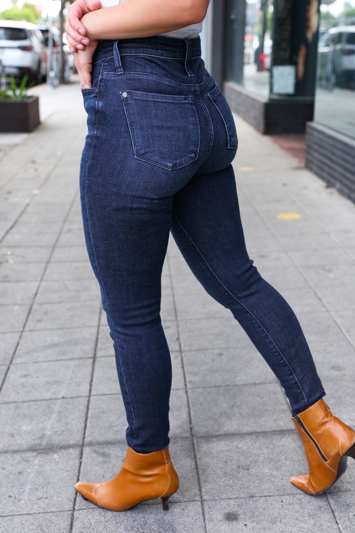 High Rise Dark Wash No Hole Skinny Judy Blue Jeans