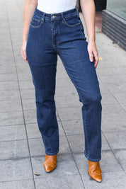 High Rise Dark Wash Straight Fit Judy Blue Jeans