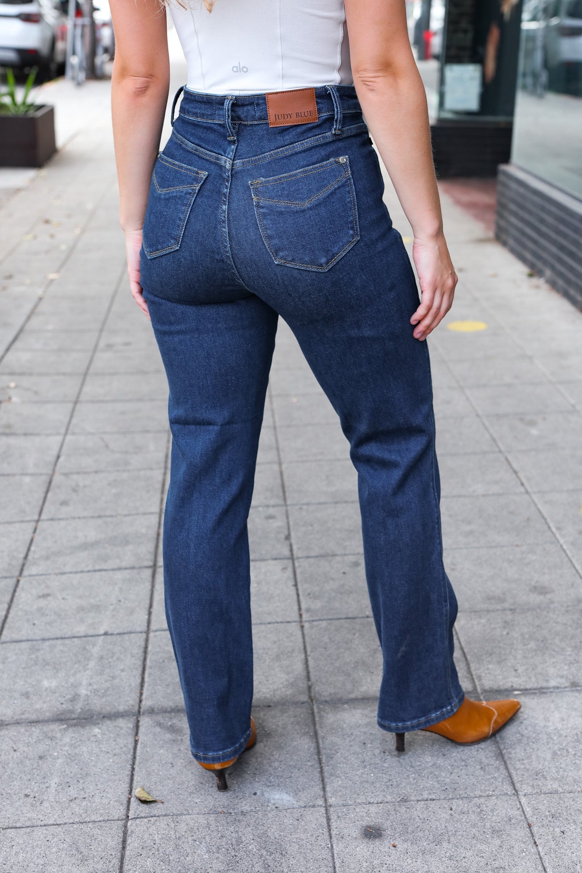 High Rise Dark Wash Straight Fit Judy Blue Jeans