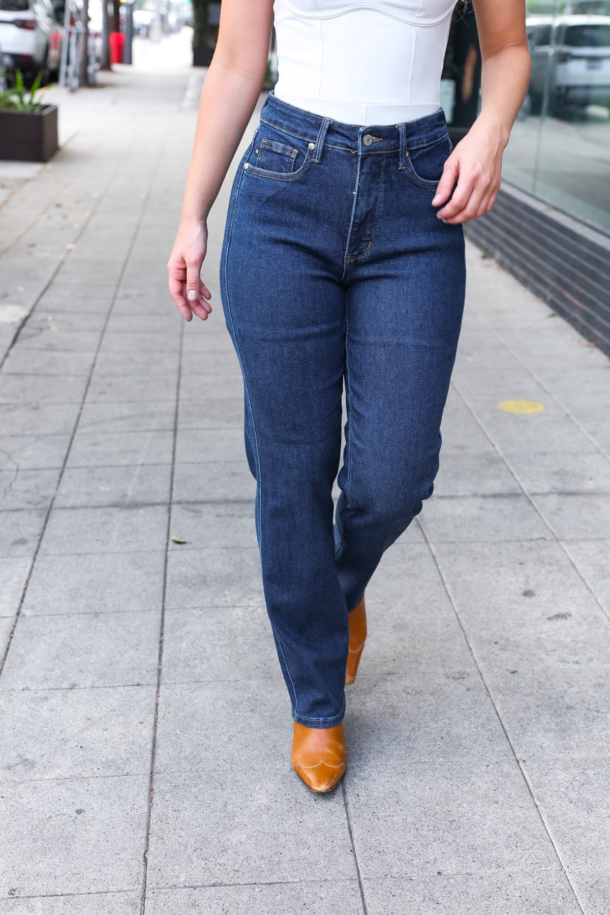 High Rise Dark Wash Straight Fit Judy Blue Jeans