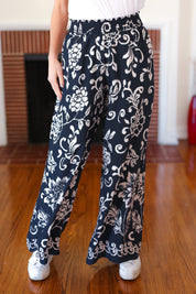 You Got This Black Paisley Floral Smocked Waist Palazzo Pants