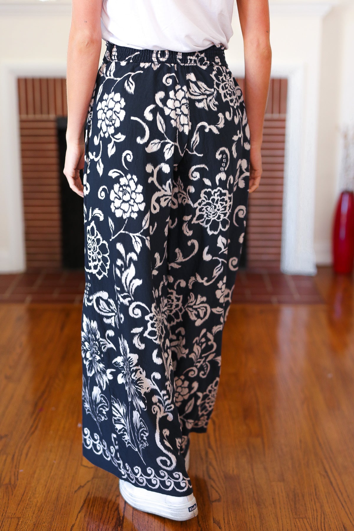 You Got This Black Paisley Floral Smocked Waist Palazzo Pants