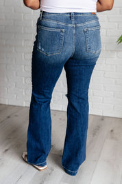 Mid Rise Dark Wash Distressed Bootcut Judy Blue Jeans