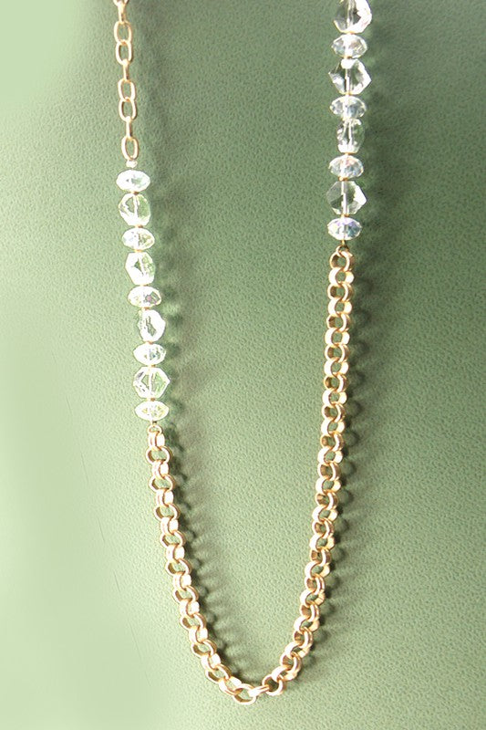 Glass Bead & Link Long Necklace *Final Sale*