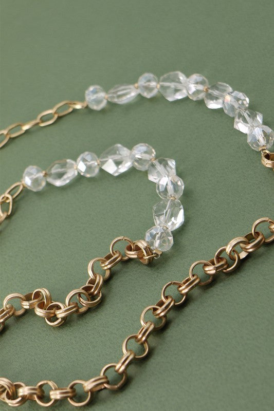 Glass Bead & Link Long Necklace *Final Sale*