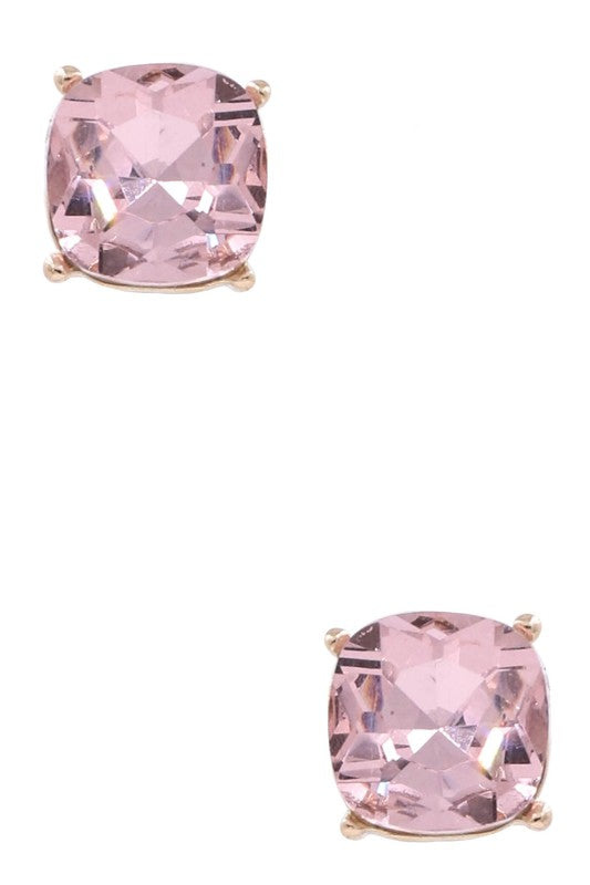 Light Pink Glass Jewel Stud Earrings *Final Sale*