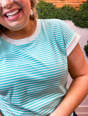 Pop of Happy Stripe Top in Mint