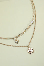 Layered Flower & Heart Necklace *Final Sale*