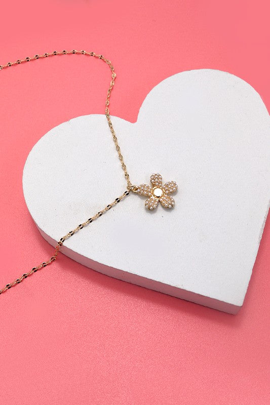 Pearl Flower Charm Necklace *Final Sale*