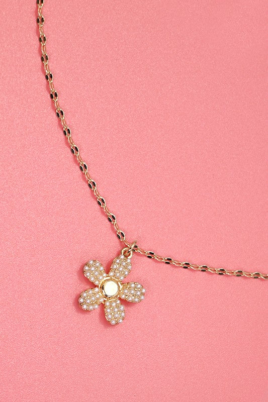 Pearl Flower Charm Necklace *Final Sale*