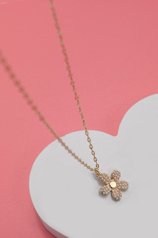 Pearl Flower Charm Necklace *Final Sale*