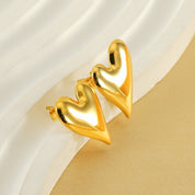 Stainless Steel Waterproof Tarnish Proof Lasting Love Heart Stud Earrings *Final Sale*