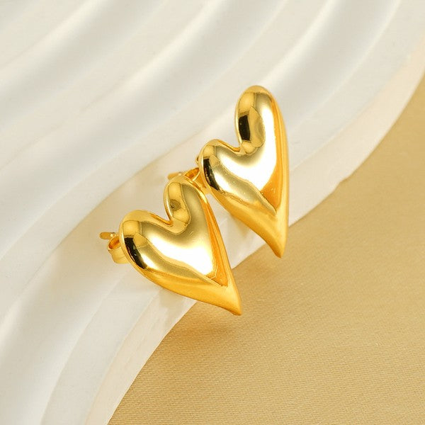 Stainless Steel Waterproof Tarnish Proof Lasting Love Heart Stud Earrings *Final Sale*