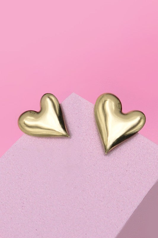 Stainless Steel Waterproof Tarnish Proof Lasting Love Heart Stud Earrings *Final Sale*