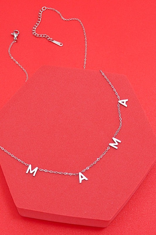 Stainless Steel Waterproof Mama Necklace  - Silver *Final Sale*