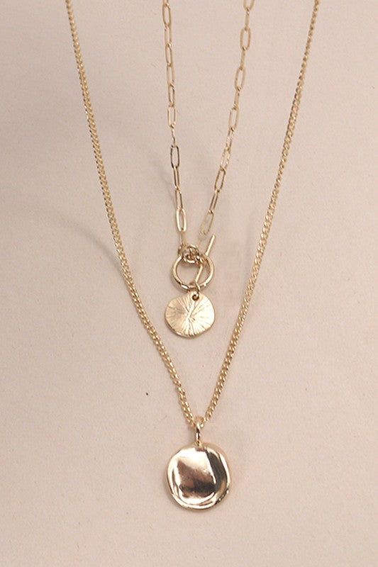 Double Layer Circle Drop Necklace *Final Sale*