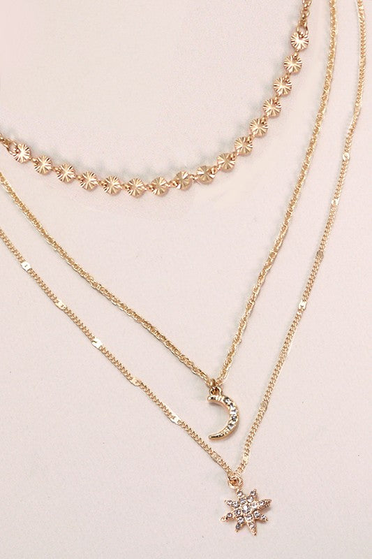 Trio Star & Moon Layered Necklace *Final Sale*