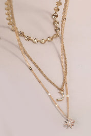 Trio Star & Moon Layered Necklace *Final Sale*