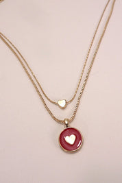 Layered Red Epoxy Heart Charm Necklace  *Final Sale*