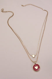 Layered Red Epoxy Heart Charm Necklace  *Final Sale*