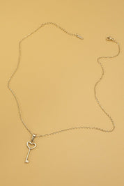 Stainless Steel Waterproof Tarnish Proof Heart Shaped Key Necklace - Gold  *Final Sale*