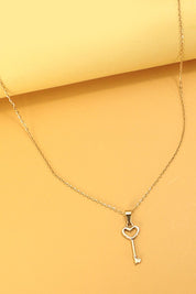 Stainless Steel Waterproof Tarnish Proof Heart Shaped Key Necklace - Gold  *Final Sale*