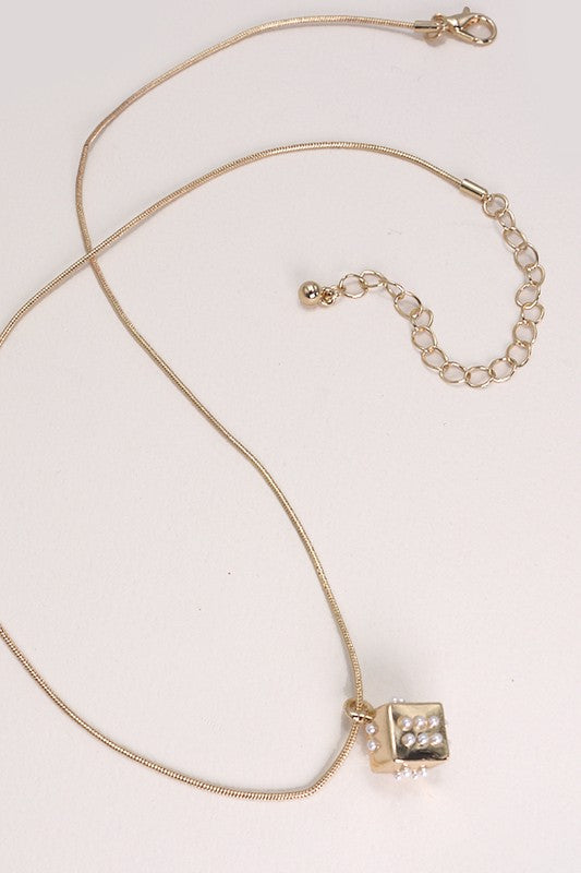 Pearl Dice Cube Charm Necklace *Final Sale*