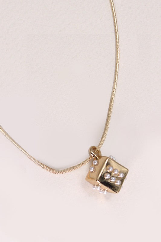 Pearl Dice Cube Charm Necklace *Final Sale*