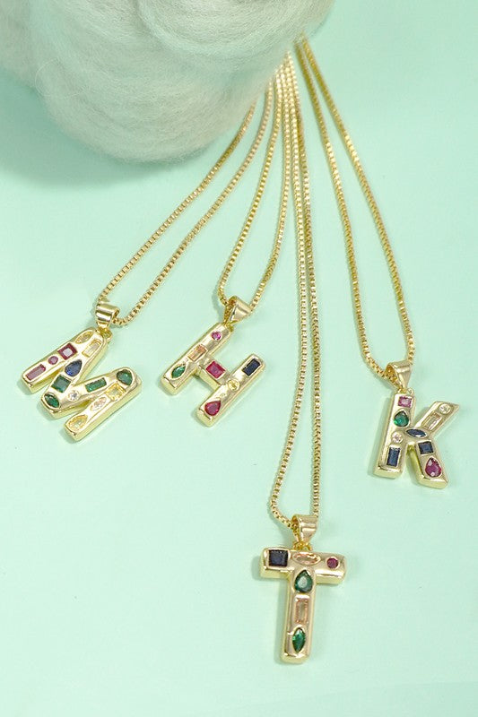 Initial Bejeweled Necklace *Final Sale*