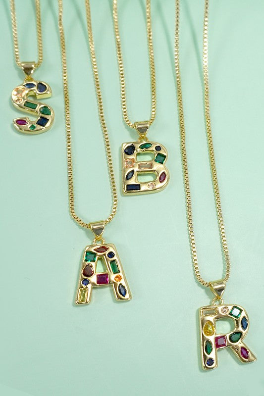 Initial Bejeweled Necklace *Final Sale*