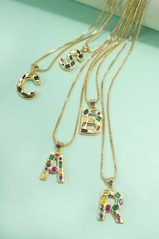 Initial Bejeweled Necklace *Final Sale*