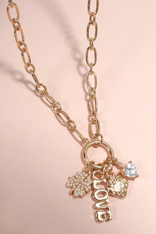 Lucky Cluster Strawberry Charm Necklace  *Final Sale*