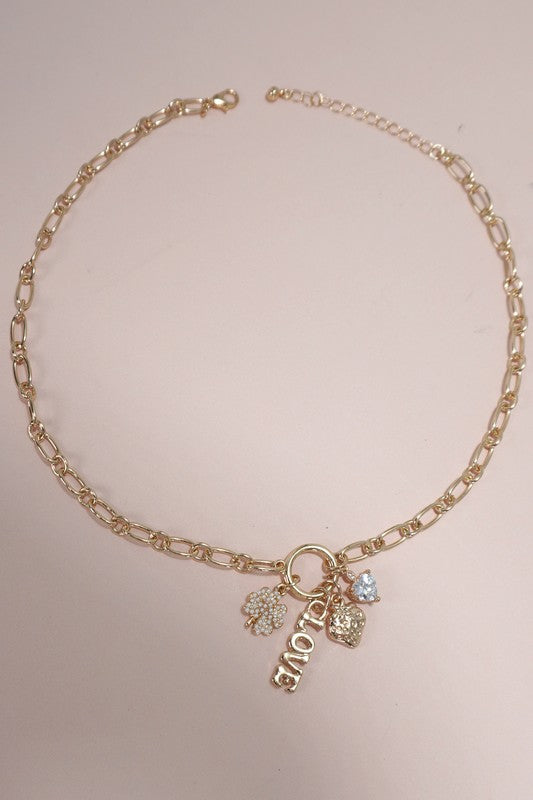 Lucky Cluster Strawberry Charm Necklace  *Final Sale*