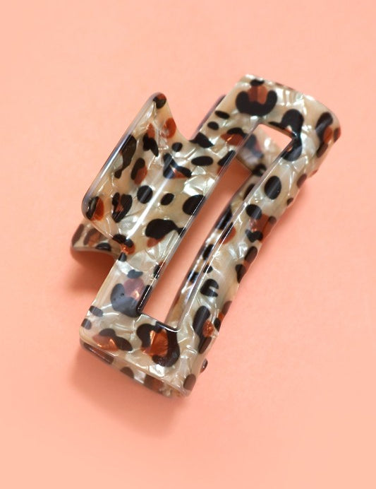 Rectangle Leopard Animal Design Hair Claw Clip