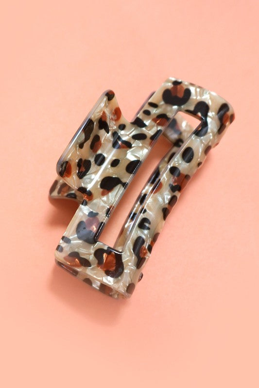 Rectangle Leopard Animal Design Hair Claw Clip