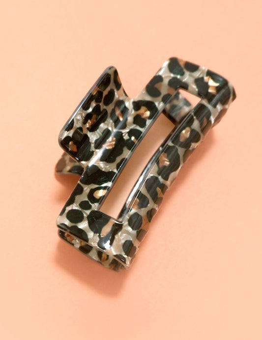 Rectangle Leopard Animal Design Hair Claw Clip