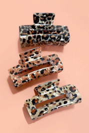 Rectangle Leopard Animal Design Hair Claw Clip