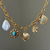 Boho Turquoise Heart Charm Necklace  *Final Sale*