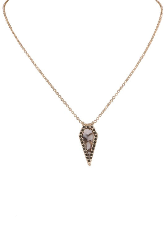 Rhinestone Arrow Pendant Necklace - Grey *Final Sale*