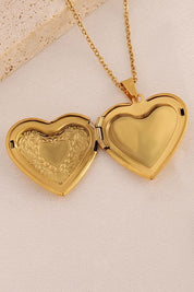 Stainless Steel Waterproof Tarnish Proof Heart Shaped Locket - Gold  *Final Sale*