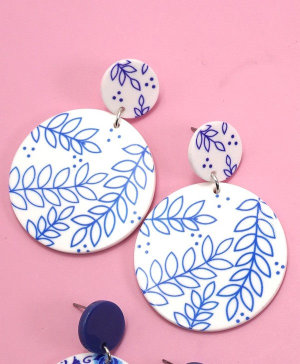 Toile Pattern Floral Drop Earrings *Final Sale*
