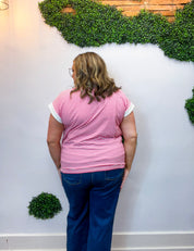 Pop of Happy Stripe Top in Hot Pink