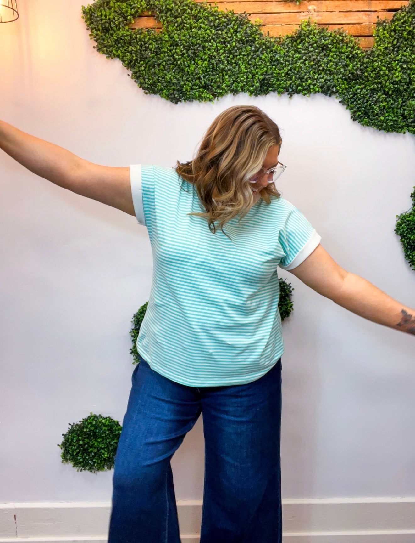 Pop of Happy Stripe Top in Mint