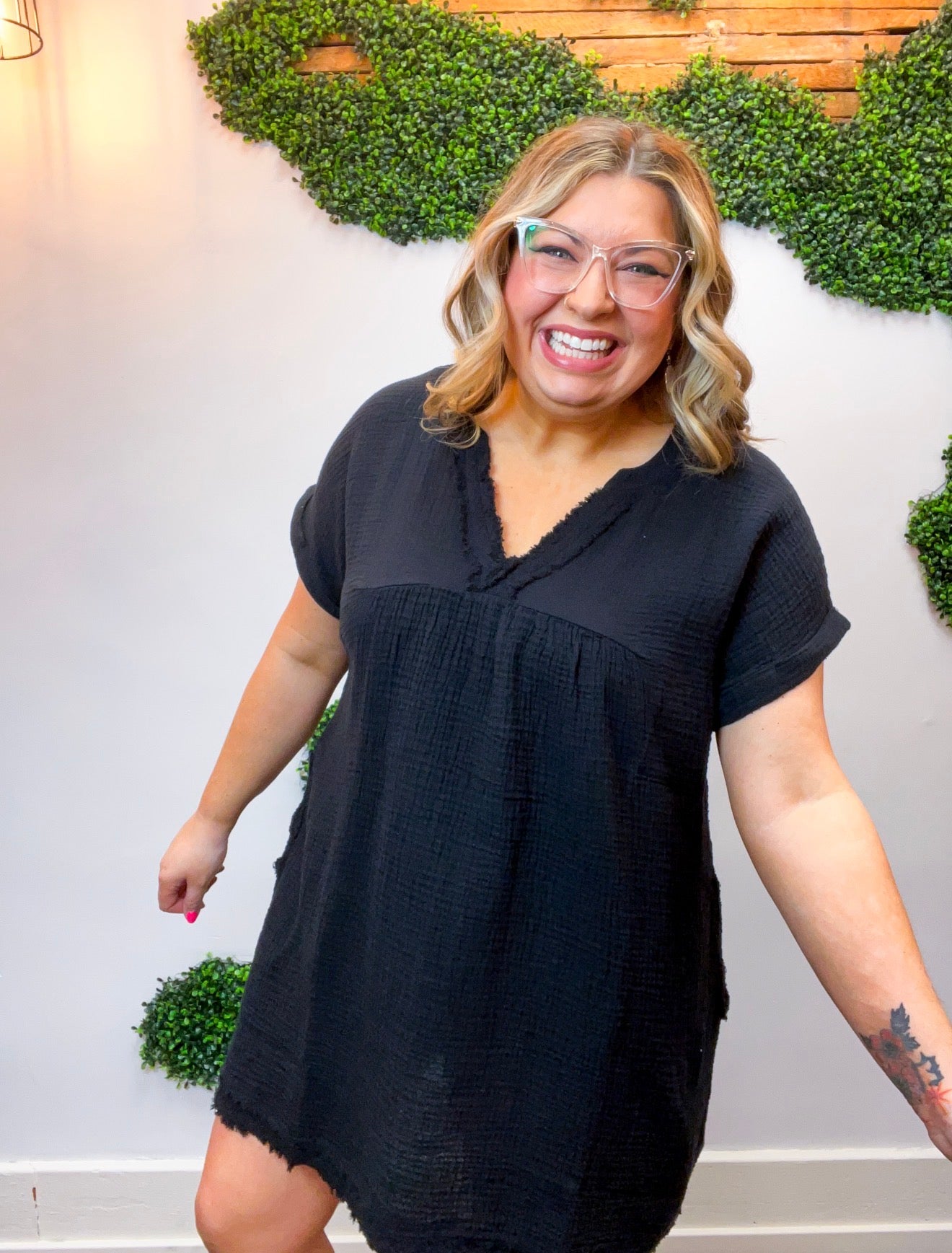 Wherever the Day Goes Gauze Dress in Black