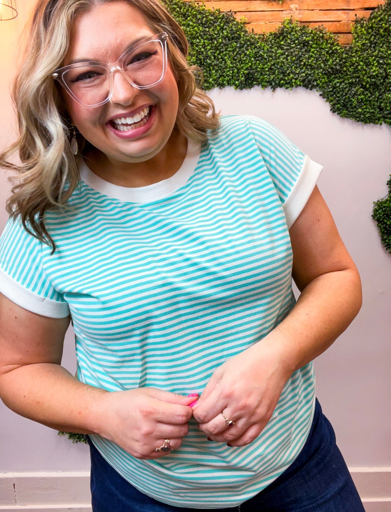 Pop of Happy Stripe Top in Mint