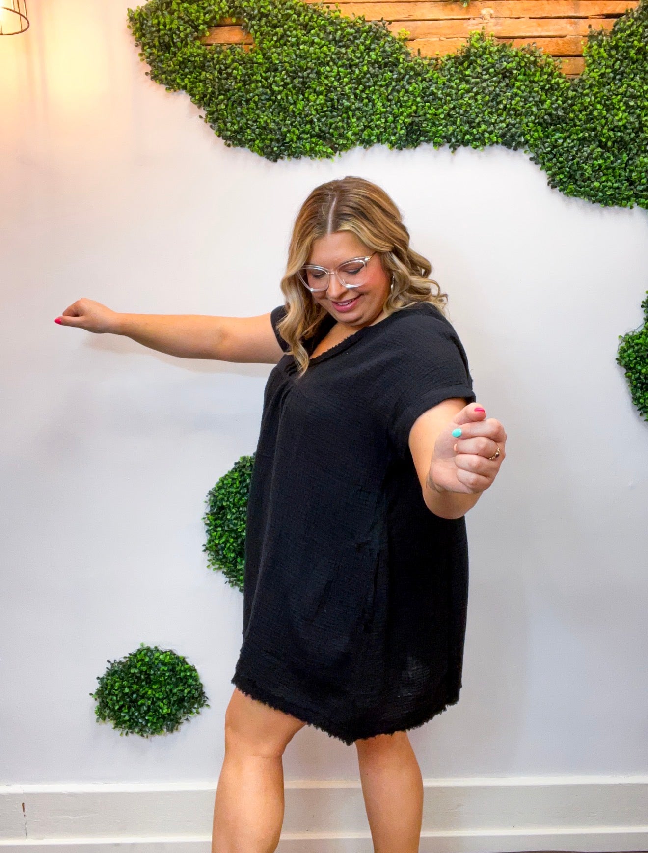 Wherever the Day Goes Gauze Dress in Black