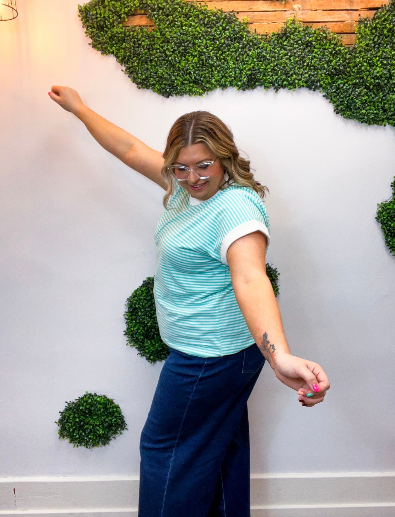 Pop of Happy Stripe Top in Mint