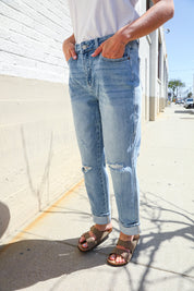 High Rise Boyfriend Cuffed Hem Star Pocket Judy Blue Jeans