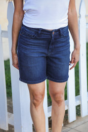 High Rise Dark Wash  V-Front Judy Blue Shorts